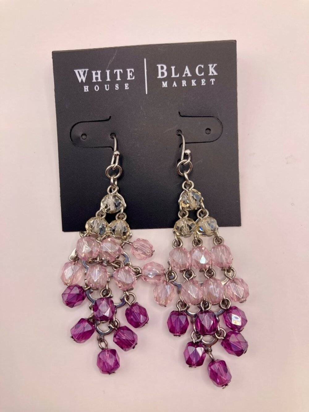 White House Black Market New Pink & Purple Beaded Drop Earrings -69B